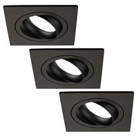 Ledvion Dimbare LED inbouwspot Zwart - Sevilla - 3W - 6500K - 92mm - Vierkant - 3 pack