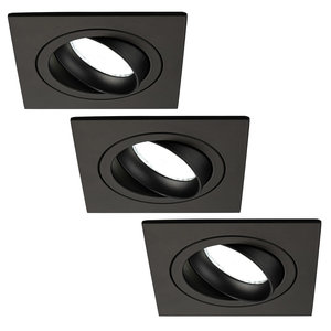 Ledvion Dimbare LED inbouwspot Zwart - Sevilla - 5W - 6500K - 92mm - Vierkant - 3 pack Dimbare LED inbouwspot Zwart - Sevilla - 5W - 6500K - 92mm - Vierkant - 3 pack