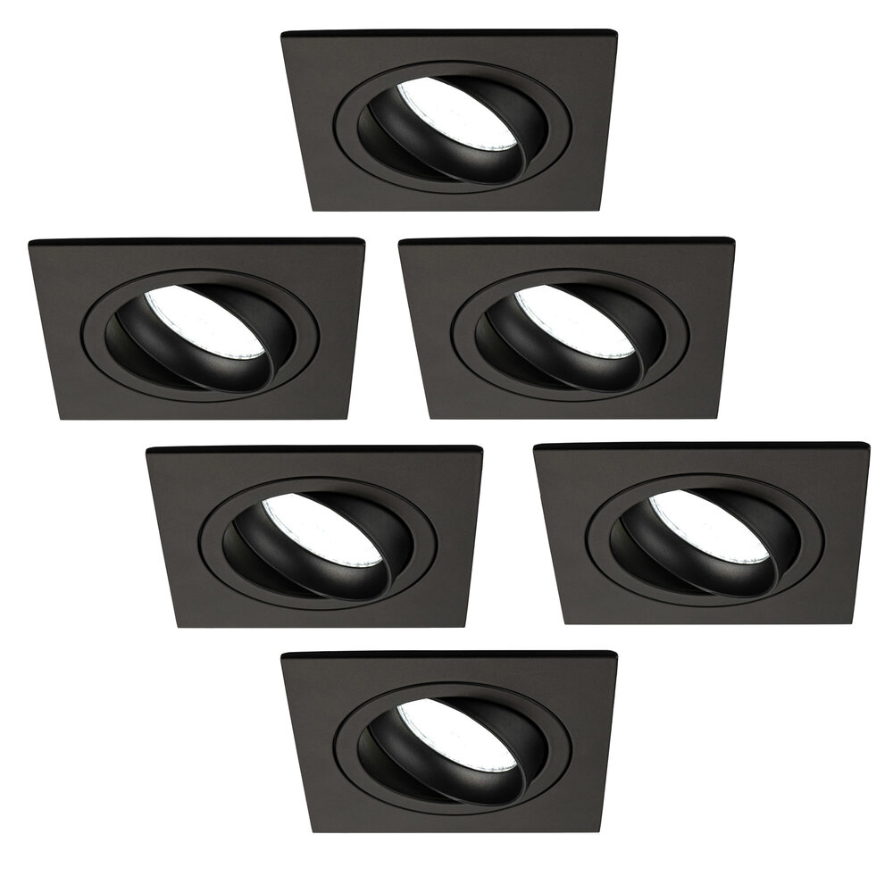 Ledvion Dimbare LED inbouwspot Zwart - Sevilla - 3W - 6500K - 92mm - Vierkant - 6 pack