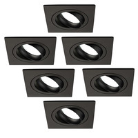 Ledvion Dimbare LED inbouwspot Zwart - Sevilla - 5W - 6500K - 92mm - Vierkant - 6 pack