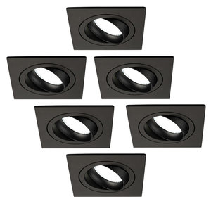 Ledvion Dimbare LED inbouwspot Zwart - Sevilla - 5W - 6500K - 92mm - Vierkant - 6 pack Dimbare LED inbouwspot Zwart - Sevilla - 5W - 6500K - 92mm - Vierkant - 6 pack