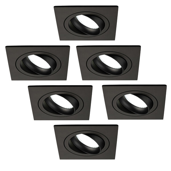 Ledvion Dimbare LED inbouwspot Zwart - Sevilla - 3W - 6500K - 92mm - Vierkant - 6 pack