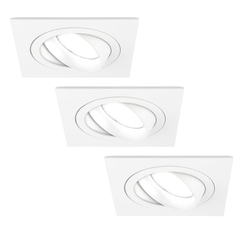 Ledvion Dimbare LED inbouwspot Wit - Sevilla - 3W - 6500K - 92mm - Vierkant - 3 pack