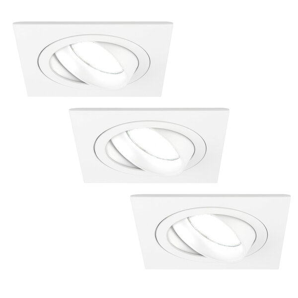 Ledvion Dimbare LED inbouwspot Wit - Sevilla - 3W - 6500K - 92mm - Vierkant - 3 pack