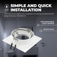 Ledvion Dimbare LED inbouwspot Wit - Sevilla - 3W - 6500K - 92mm - Vierkant - 3 pack