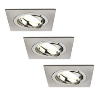 Ledvion Dimbare LED inbouwspot RVS - Sevilla - 5W - 4000K - 92mm - Vierkant - 3 pack