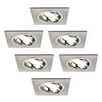 Ledvion Dimbare LED inbouwspot RVS - Sevilla - 5W - 4000K - 92mm - Vierkant - 6 pack