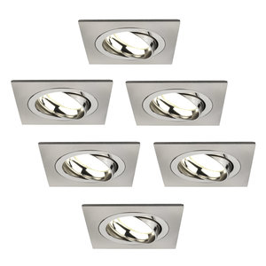 Ledvion Dimbare LED inbouwspot RVS - Sevilla - 5W - 4000K - 92mm - Vierkant - 6 pack Dimbare LED inbouwspot RVS - Sevilla - 5W - 4000K - 92mm - Vierkant - 6 pack