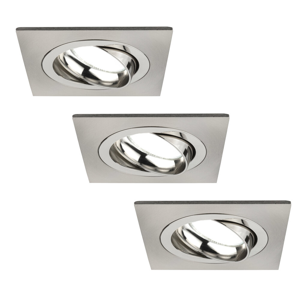 Ledvion Dimbare LED inbouwspot RVS - Sevilla - 3W - 6500K - Vierkant - 3 pack