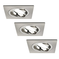 Ledvion Dimbare LED inbouwspot RVS - Sevilla - 3W - 6500K - Vierkant - 3 pack