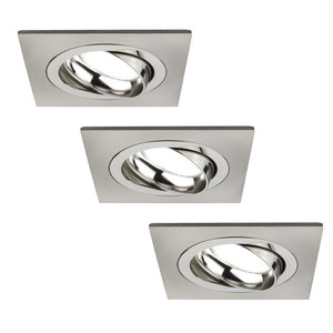 Ledvion Dimbare LED inbouwspot RVS - Sevilla - 5W - 6500K - 92mm - Vierkant - 3 pack Dimbare LED inbouwspot RVS - Sevilla - 5W - 6500K - 92mm - Vierkant - 3 pack