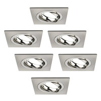 Ledvion Dimbare LED inbouwspot RVS - Sevilla - 5W - 6500K - 92mm - Vierkant - 6 pack