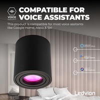 Ledvion Smart LED Opbouwspot - Rond - Zwart - 4,9W - RGB+CCT - Kantelbaar