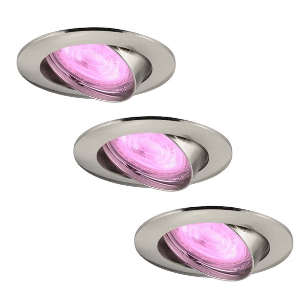 Ledvion Smart LED inbouwspot RVS - Amsterdam - Smart WiFi - Dimbaar - RGB+CCT - 3 pack