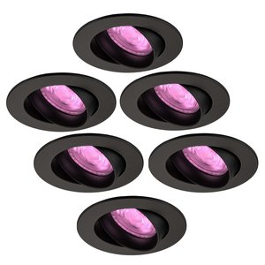 Ledvion Smart LED inbouwspot Zwart - Rio - Smart WiFi - Dimbaar - RGBWW - 6 pack Smart LED inbouwspot Zwart - Rio - Smart WiFi - Dimbaar - RGBWW - 6 pack