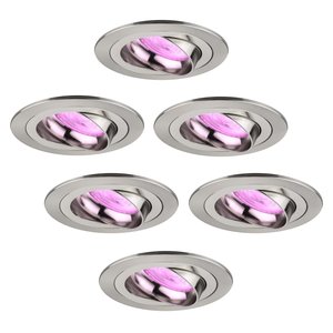 Ledvion Smart LED inbouwspot RVS - Tokyo - Smart WiFi - Dimbaar - RGBWW - 6 pack Smart LED inbouwspot RVS - Tokyo - Smart WiFi - Dimbaar - RGBWW - 6 pack