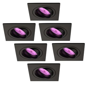 Ledvion Smart LED inbouwspot Zwart - Sevilla - Smart WiFi - Dimbaar - RGBWW - 6 pack Smart LED inbouwspot Zwart - Sevilla - Smart WiFi - Dimbaar - RGBWW - 6 pack