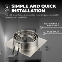Dimbare LED inbouwspot RVS - Sevilla - 5W - 2700K - 92mm - Vierkant Ledvion Dimbare LED inbouwspot RVS - Sevilla - 5W - 2700K - 92mm - Vierkant