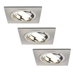 Dimbare LED inbouwspot RVS - Sevilla - 5W - 2700K - 92mm - Vierkant - 3 pack