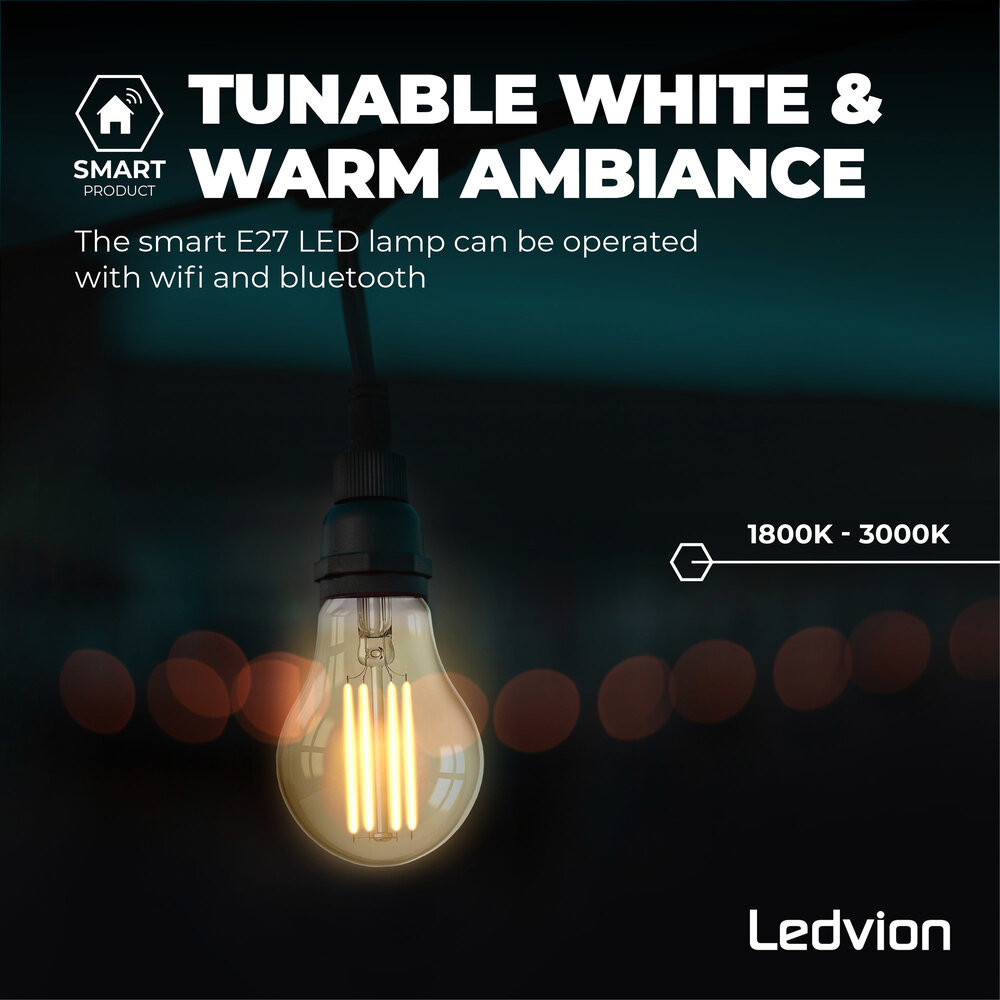 Ledvion Smart CCT E27 LED Lamp Dimbaar - Bluetooth Mesh - 7W