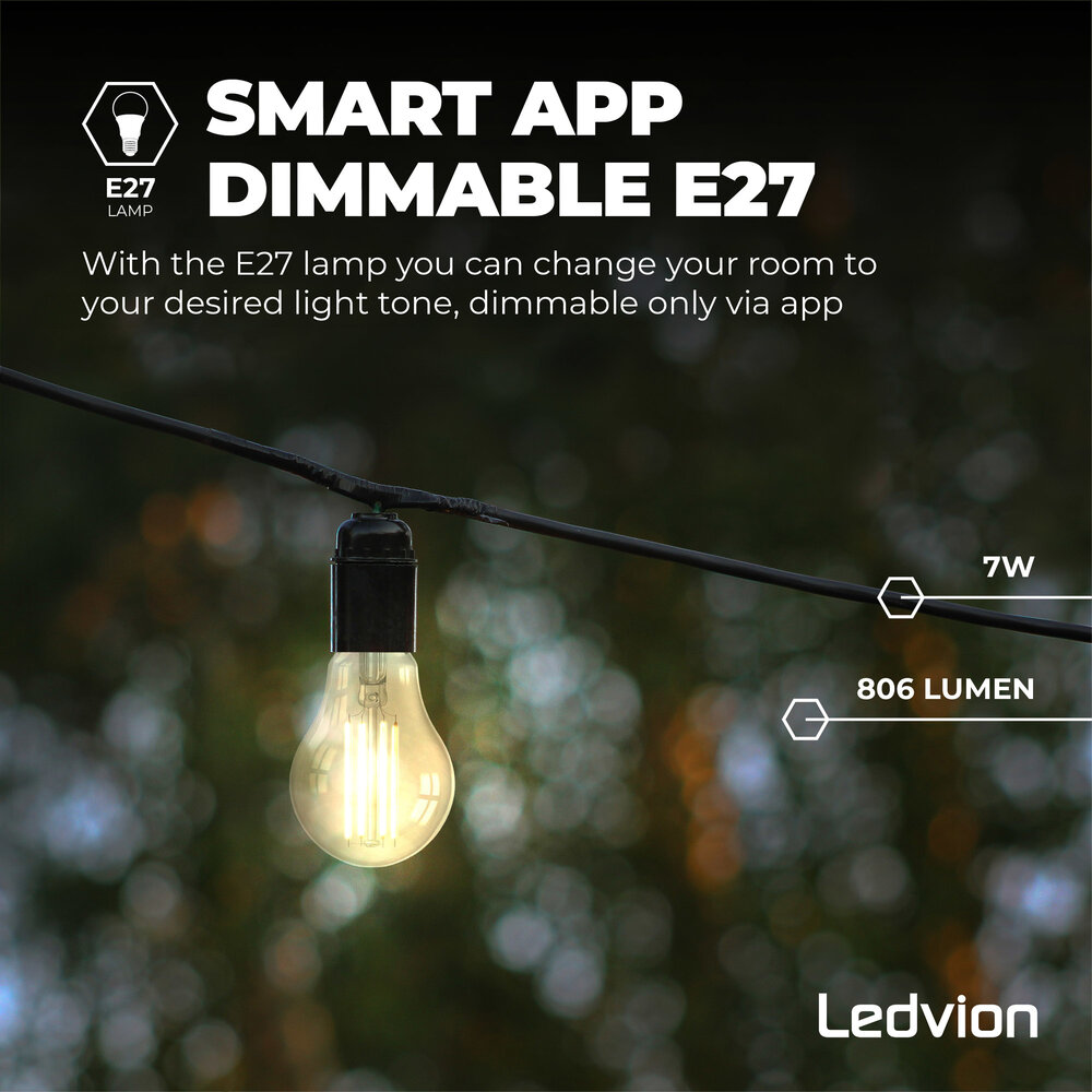 Ledvion Smart CCT E27 LED Lamp Dimbaar - Bluetooth Mesh - 7W