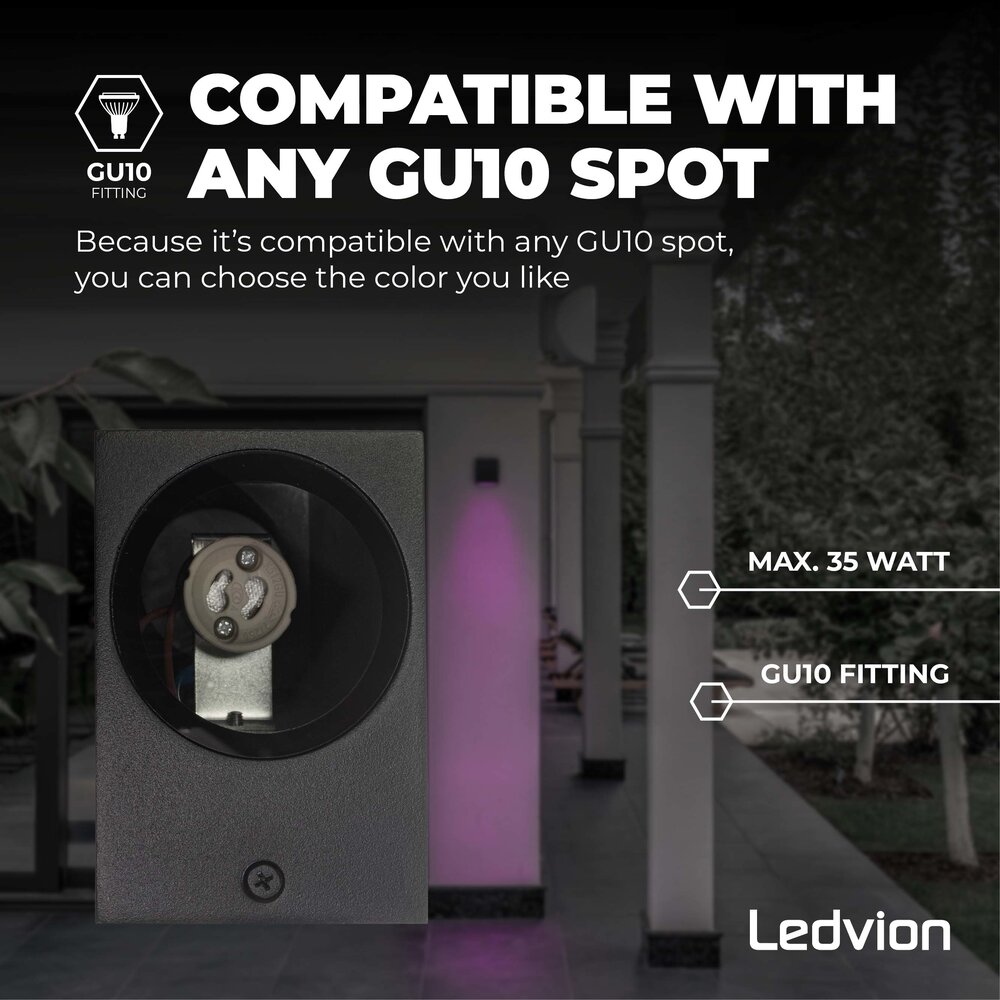 Ledvion Smart Wandlamp buiten - San Diego zwart