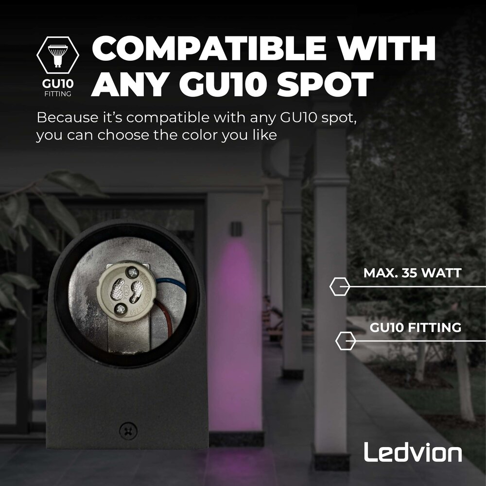 Ledvion Smart Wandlamp Buiten - Sacramento - Zwart - 4,9W - RGB+CCT