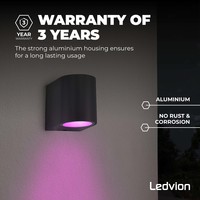 Ledvion Smart Wandlamp Buiten - Sacramento - Zwart - 4,9W - RGB+CCT