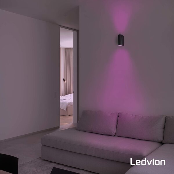 Ledvion Smart Wandlamp Buiten - Santa Barbara - Zwart - 4,9W - RGB+CCT