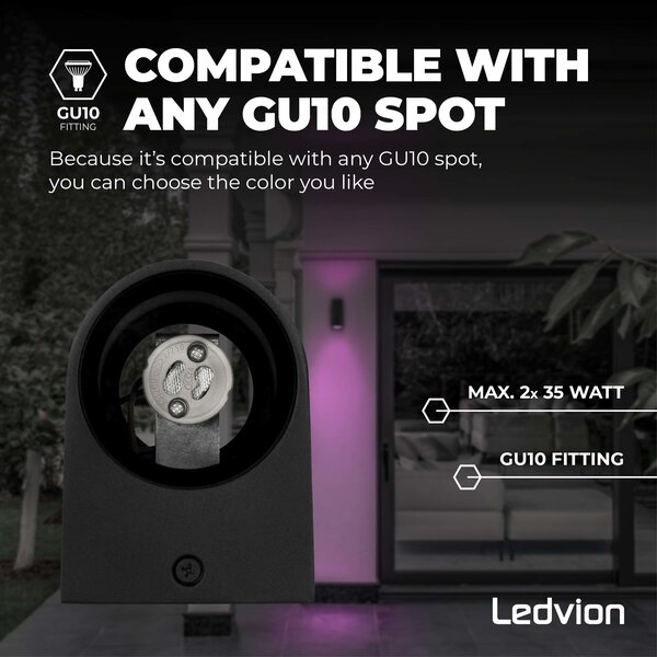 Ledvion Smart Wandlamp Buiten - Santa Barbara - Zwart - 4,9W - RGB+CCT