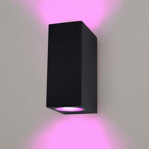 Smart Wandlamp Buiten - Cube Zwart  - 2 Zijdig  GU10 5W