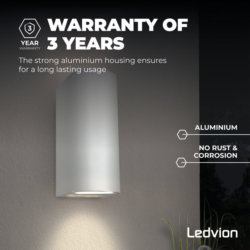 Ledvion Wandlamp buiten - Santa Barbara Wit - GU10 fitting