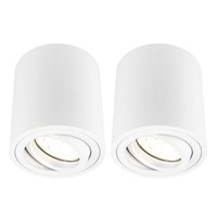 Ledvion 2x Dimbare LED Opbouwspot  - Rond - Wit - 3W - 2700K - Kantelbaar