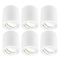 6x Dimbare LED Opbouwspot  - Rond - Wit - 3W - 2700K - Kantelbaar