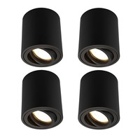 Ledvion 4x Dimbare LED Opbouwspot  - Rond - Zwart - 3W - 2700K - Kantelbaar