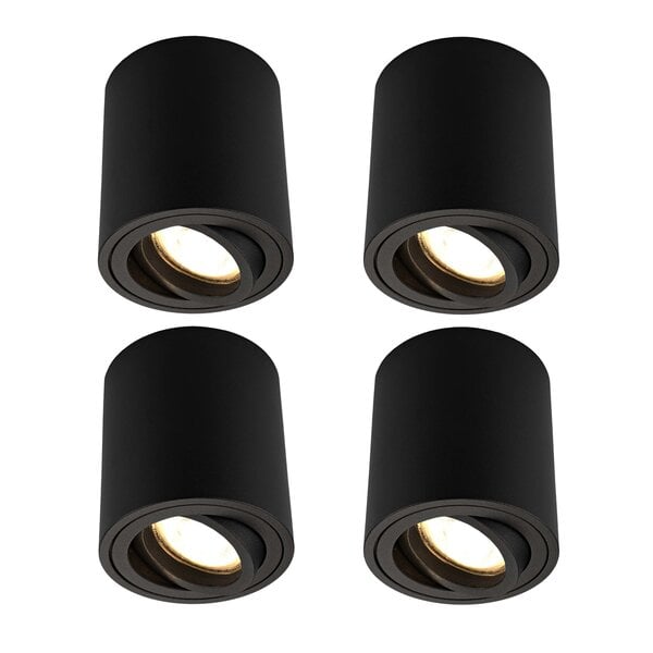 Ledvion 4x Dimbare LED Opbouwspot  - Rond - Zwart - 5W - 2700K - Kantelbaar