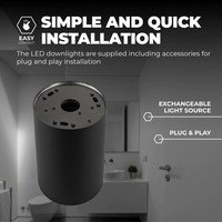 Ledvion Dimbare LED Opbouwspot  - Rond - Zwart - 3W - 4000K - Kantelbaar