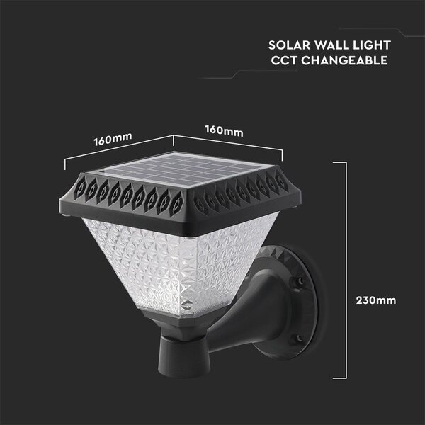 Lightexpert Solar Wandlamp Buiten - 0.8W - 75lm - IP44 - CCT Lichtkleur instelbaar