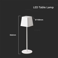 Oplaadbare Tafellamp - 2W - 3000K - IP54 - Dimbaar via touch Lightexpert Oplaadbare Tafellamp - 2W - 3000K - IP54 - Dimbaar via touch