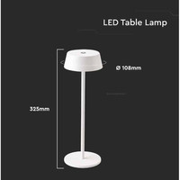 Oplaadbare Tafellamp - 2W - 3000K - IP54 - Dimbaar via touch Lightexpert Oplaadbare Tafellamp - 2W - 3000K - IP54 - Dimbaar via touch