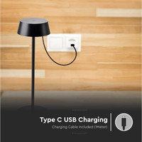 Oplaadbare Tafellamp - 2W - 3000K - IP54 - Dimbaar via touch Lightexpert Oplaadbare Tafellamp - 2W - 3000K - IP54 - Dimbaar via touch