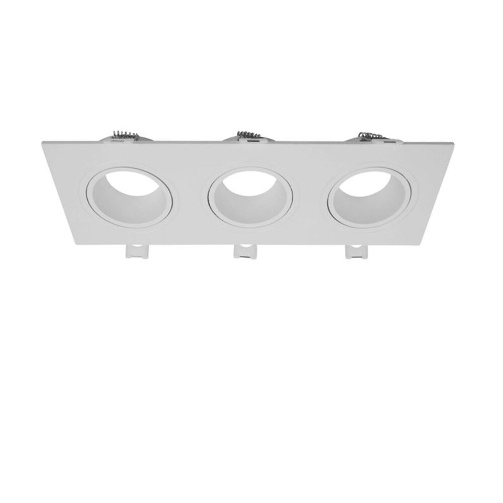 Lightexpert Triple GU10 Inbouwspot Rechthoek - GU10 Fitting - Wit - 215mm