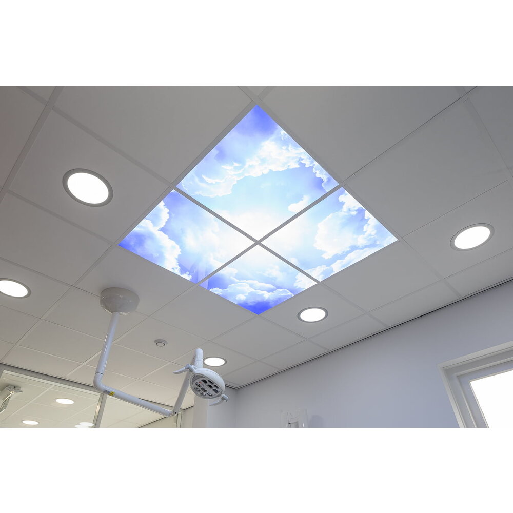 Lightexpert Wolkenplafond LED Paneel - Fotoprint Afbeelding Wolk - Geprint op 2 Platen - 595x595