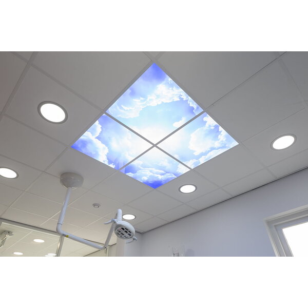 Lightexpert Wolkenplafond LED Paneel - Fotoprint Afbeelding Wolk - Geprint op 3 Platen - 595x595