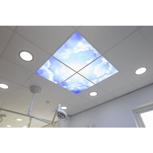 Lightexpert Wolkenplafond LED Paneel - Fotoprint Afbeelding Wolk - 9 Panelen - 595x595