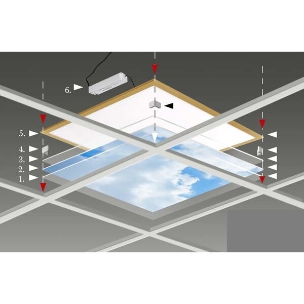 Lightexpert Wolkenplafond LED Paneel - Fotoprint Afbeelding Wolk - Geprint op 2 Platen - 595x595
