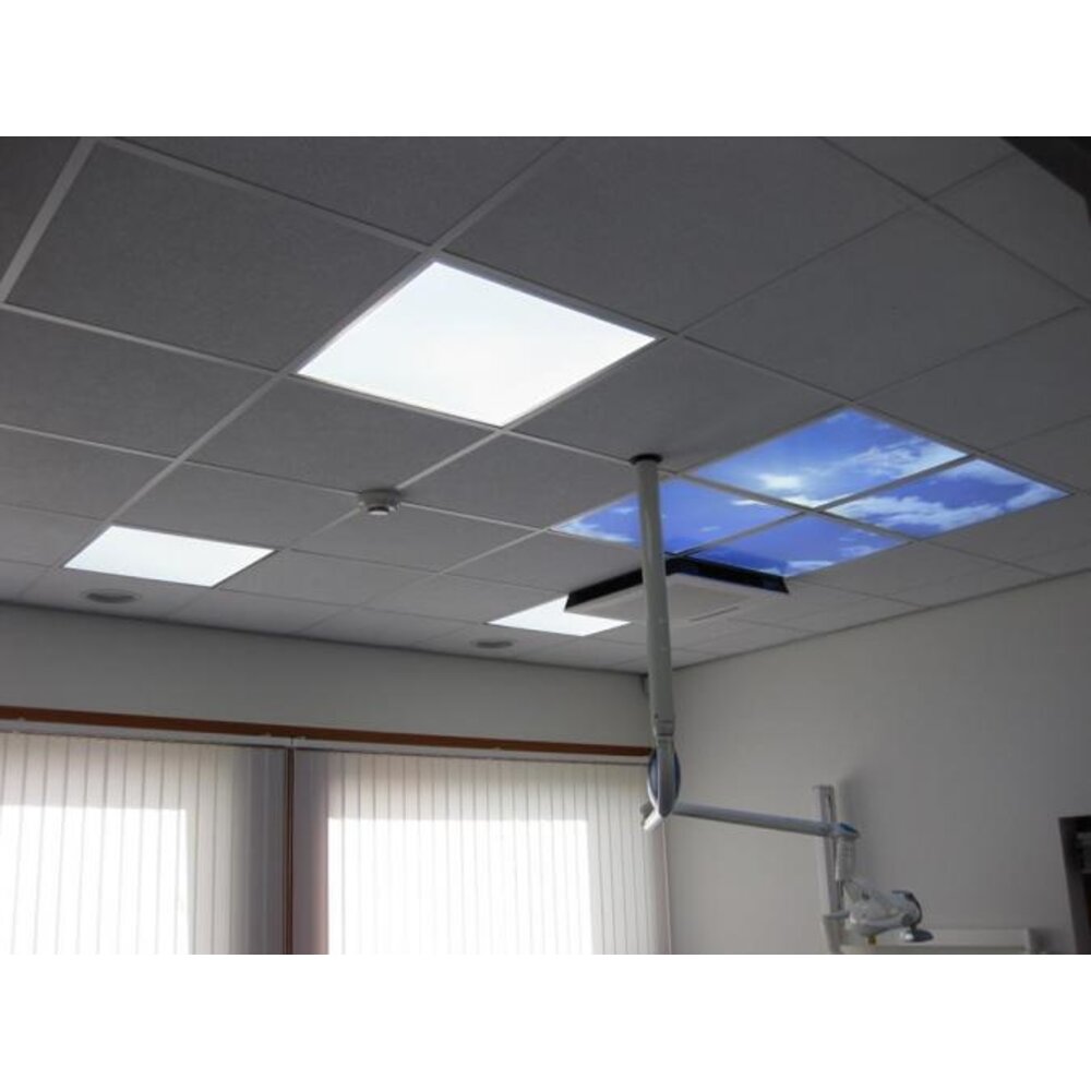 Lightexpert Wolkenplafond LED Paneel - Fotoprint Afbeelding Wolk - Geprint op 3 Platen - 595x595