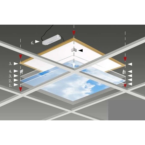 Lightexpert Wolkenplafond LED Paneel - Fotoprint Afbeelding Wolk - 12 Panelen - 595x595