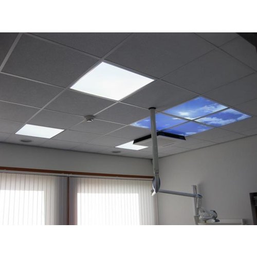 Lightexpert Wolkenplafond LED Paneel - Fotoprint Afbeelding Wolk en Bos - Geprint op 12 Platen - 595x595