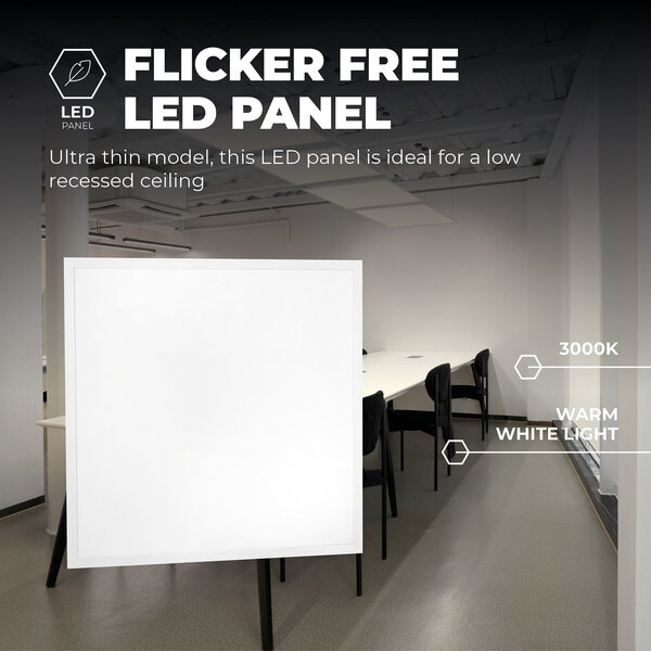 Lightexpert LED Paneel 60x60 - UGR <19 - 40W - 100 lm/W - 3000K - 4000 Lumen